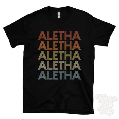 ALETHA REPEATED RETRO STYLE T-SHIRT mens & womens novelty cool name gift