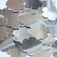 Sequin Flower 1.5" Silver Metallic Couture Paillettes. Made in USA.