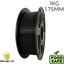 WELLSHOW PLA Filament 1.75mm Black PLA Food Safe PLA 3d Printer Filament,2.2lbs