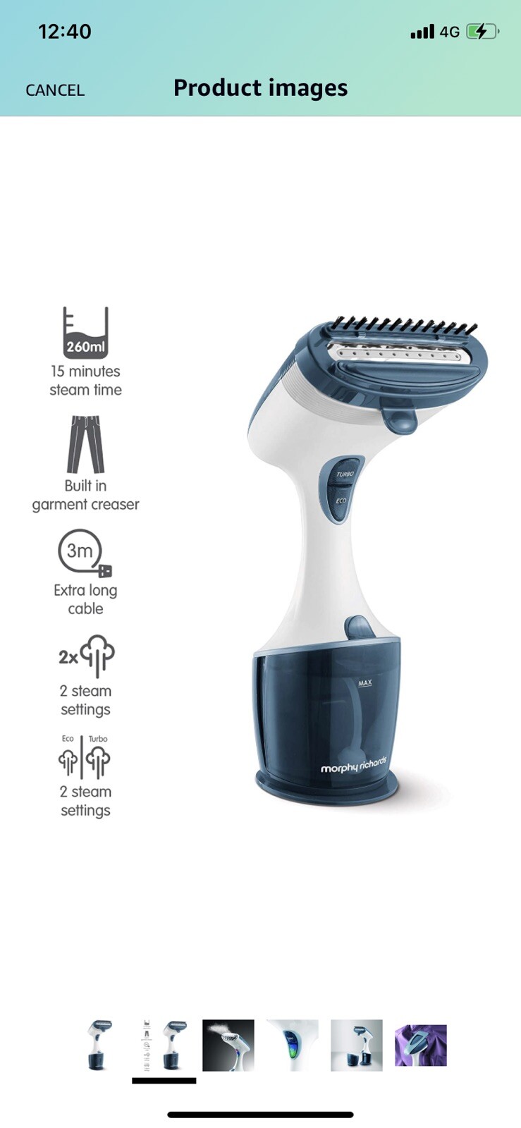 morphy richards express steam 361000 handheld garment steamer