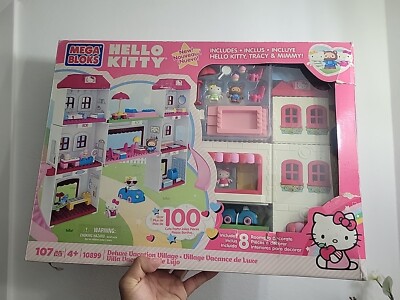 MEGA BLOKS 10899 HELLO KITTY BEACH HOUSE 107 Pcs Deluxe Vacation Village 