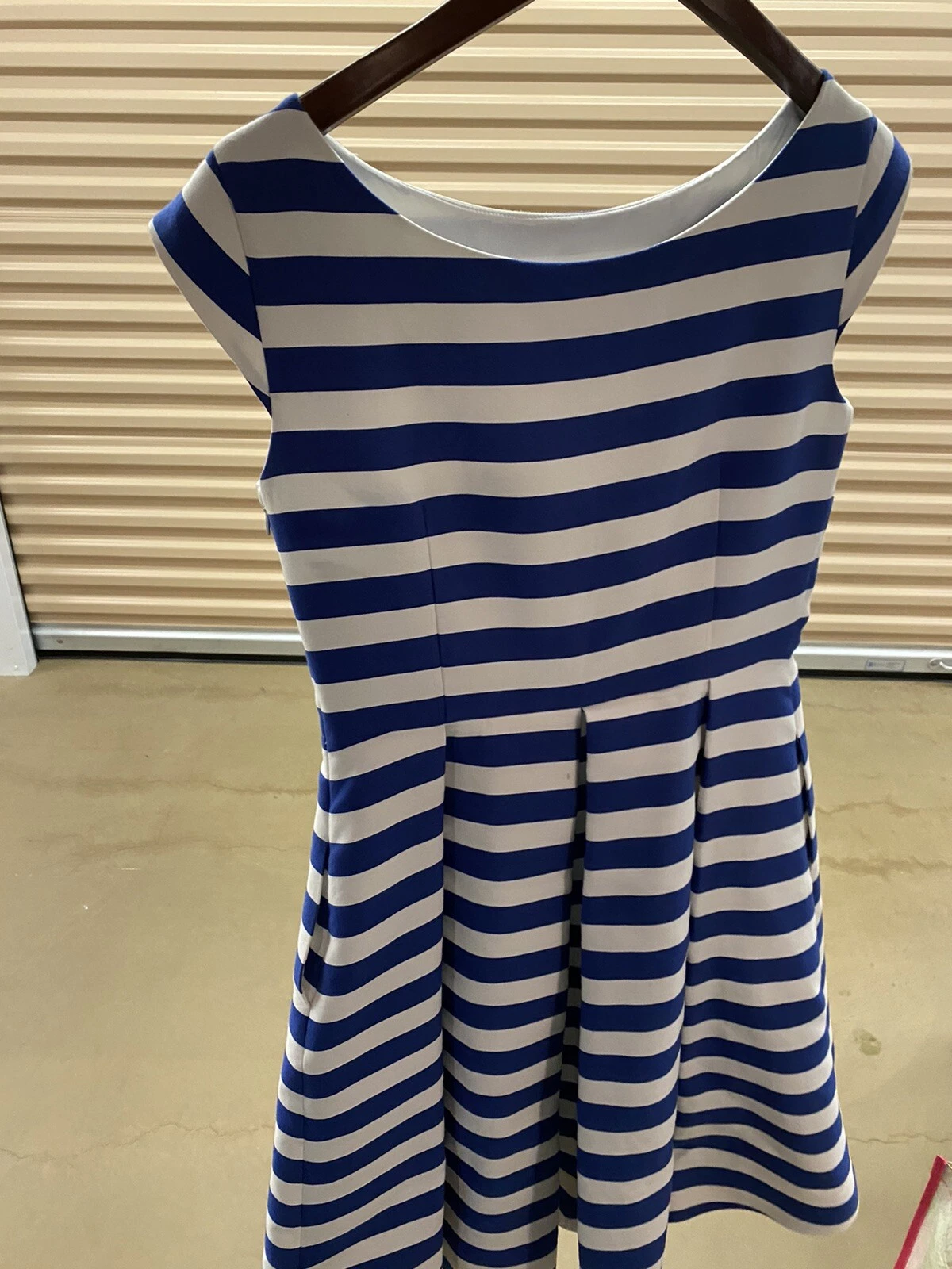 Abito a righe Kate Spade Mariella blu navy e bianco $395 tg. 8