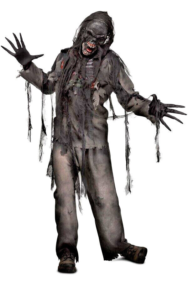  4 Tlg Halloween Walking Dead Verbrannter Toter Zombie 3D Mens Kostüm 48-56