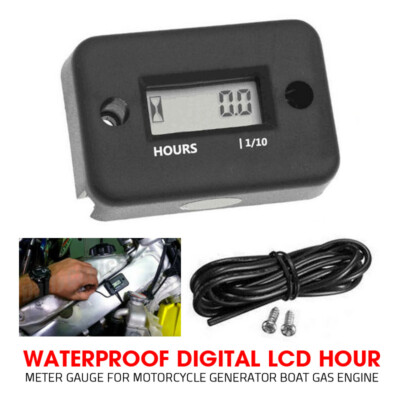 Waterproof Digital LCD Hour Meter Gauge for Motorcycle Generator Boat Gas Engine