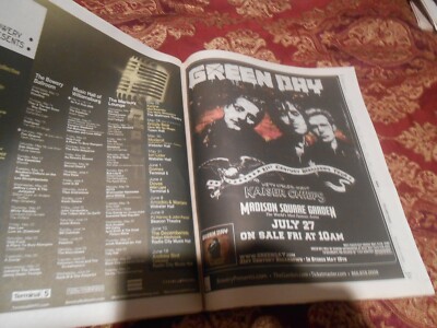 BLOOMBERG School's Out Summer, GREEN DAY band MSG Concert AD, 2009 VILLAGE VOICE