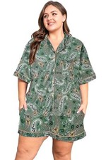 Women's Pajamas Set Button Down Short Sleeve with Shorts 2pcs Lounge Sets Lov...