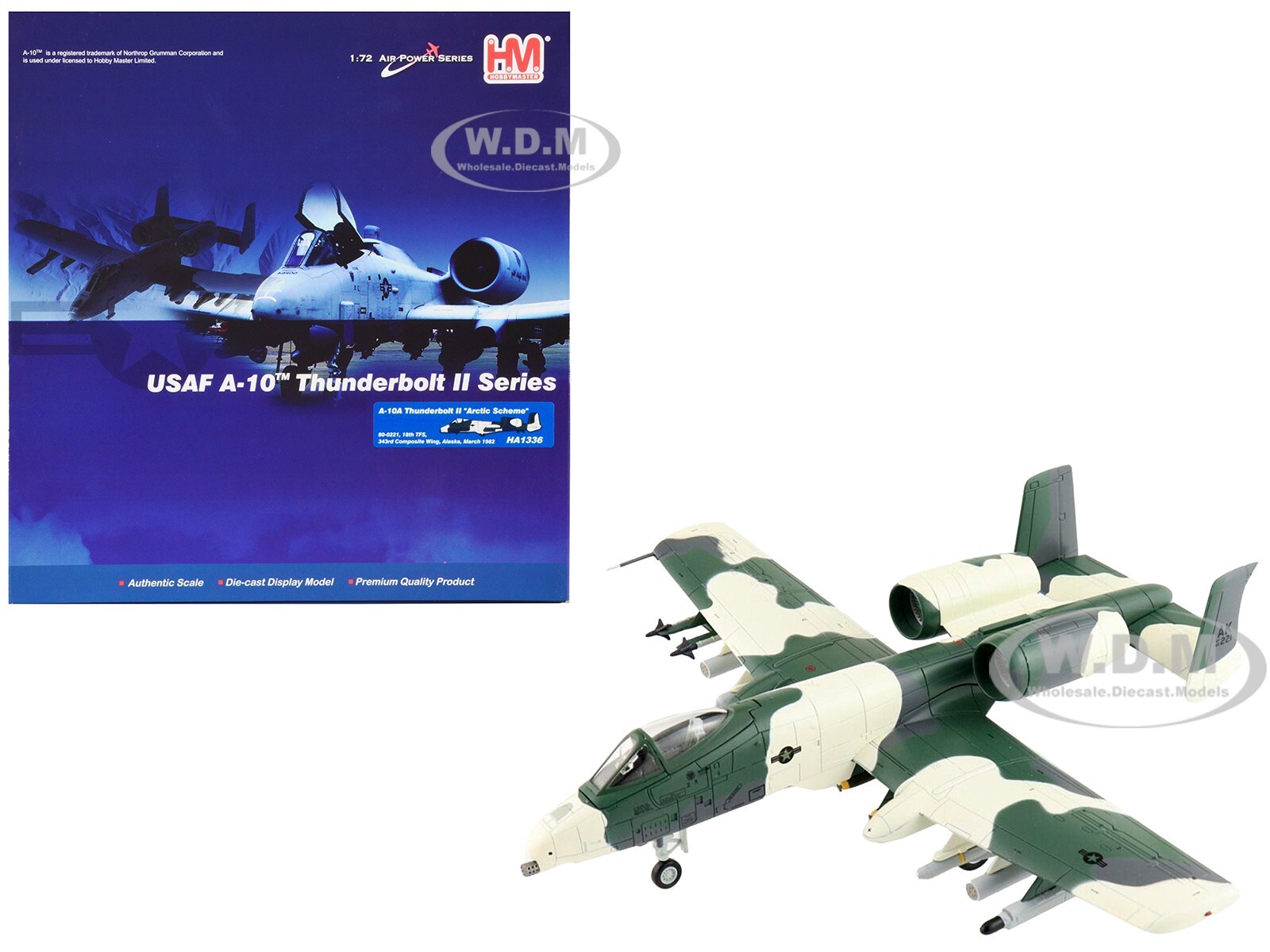 FAIRCHILD A-10A THUNDERBOLT II AIRCRAFT ARCTIC VER. 1/72 BY HOBBY MASTER HA1336