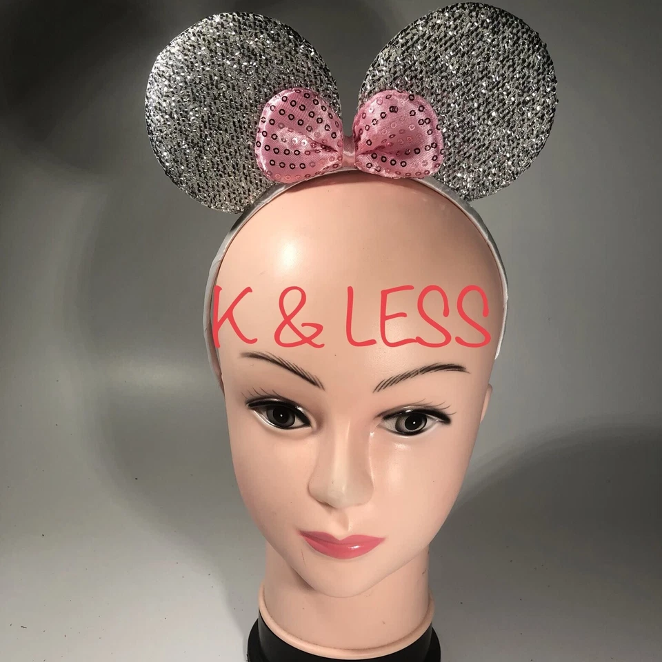 6 piezas Diademas Orejas Minnie Mickey Mouse Rosa Brillante Plata Favores de Fiesta de Cumpleaños Foto 3 de 3