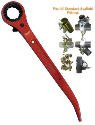 PRIORY UK Scaffold Scaffolder 7/16W 21mm Orange Steel Podger Ratchet Spanner,601