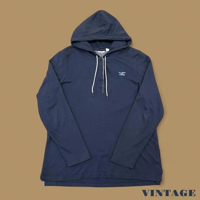 Vintage L.L.Bean Sweatshirt mit Knopfkragen Navy Blau Groß