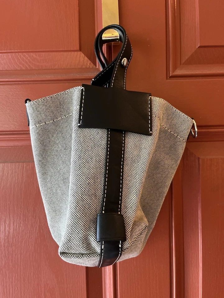 Usado en Excelente Condición Proenza Schouler Etiqueta Blanca Mini Blanco Negro Lona Bolso Cubo Cuero Foto 3 de 4