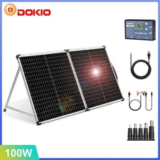 Dokio 100W Portable Glass Solar Panel Kit for 12V Battery/Garden Plug and play