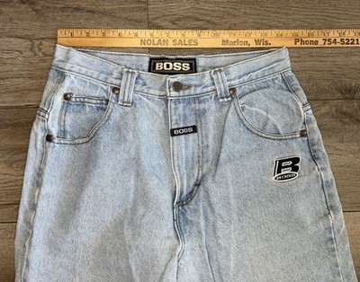 VTG BOSS Jeans Mens 30 X 30 Baggy Embroidered Y2K 90s Hip Hop