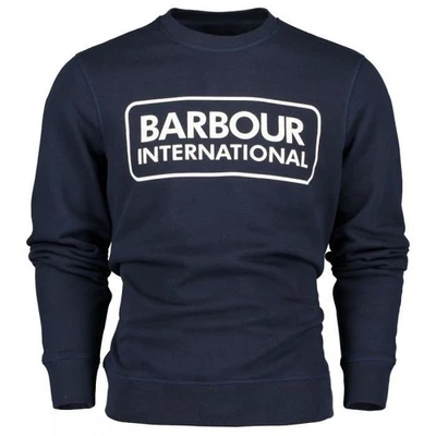 Sweat À Capuche Barbour International Grand Logo Marine - Photo 1/4