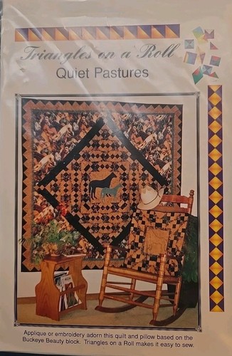 Triangles on a Roll Quiet Pastures Horse Theme Quilt & Pillow Pattern New - Picture 1 of 2