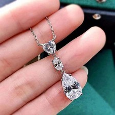 5 Ct Certified Treated Lovely White Diamond Chain Necklace In 925 Silver