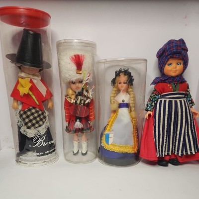 Lot Of 4 Vtg International Dolls Switzerland Scotland North Wales Poland