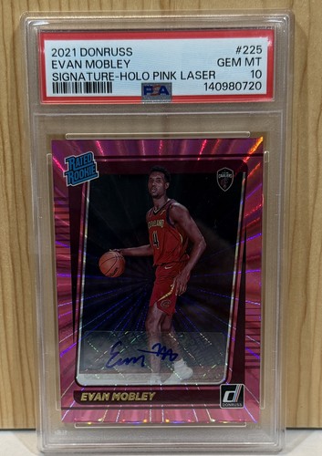 Evan Mobley [Signatures Pink Laser] #225 2021 Panini Donruss card