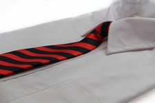 Kids Boys Red Black Patterned Elastic Neck Tie - Diagonal Stripe