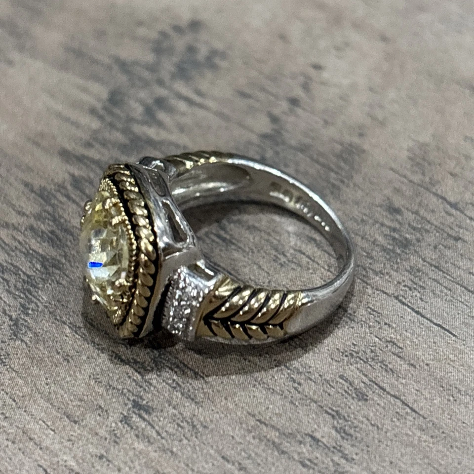 Lia Sophia Lemon Chiffon Ring Size 8 Gold Silver Two Tone CZ Yellow - Image 2 of 4