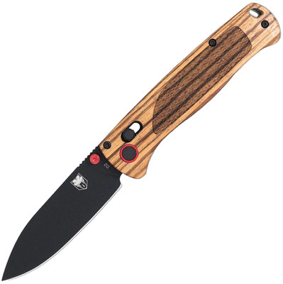 COBRATEC KNIFE - ZEBRAWOOD BAR LOCK/DROP POINT - BLACK FINISH D2 BLADE - NIB