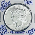 1934 SILVER PEACE DOLLAR AUTHENTIC HI GRADE U.S. MINT COIN RARE KEY DATE 4889