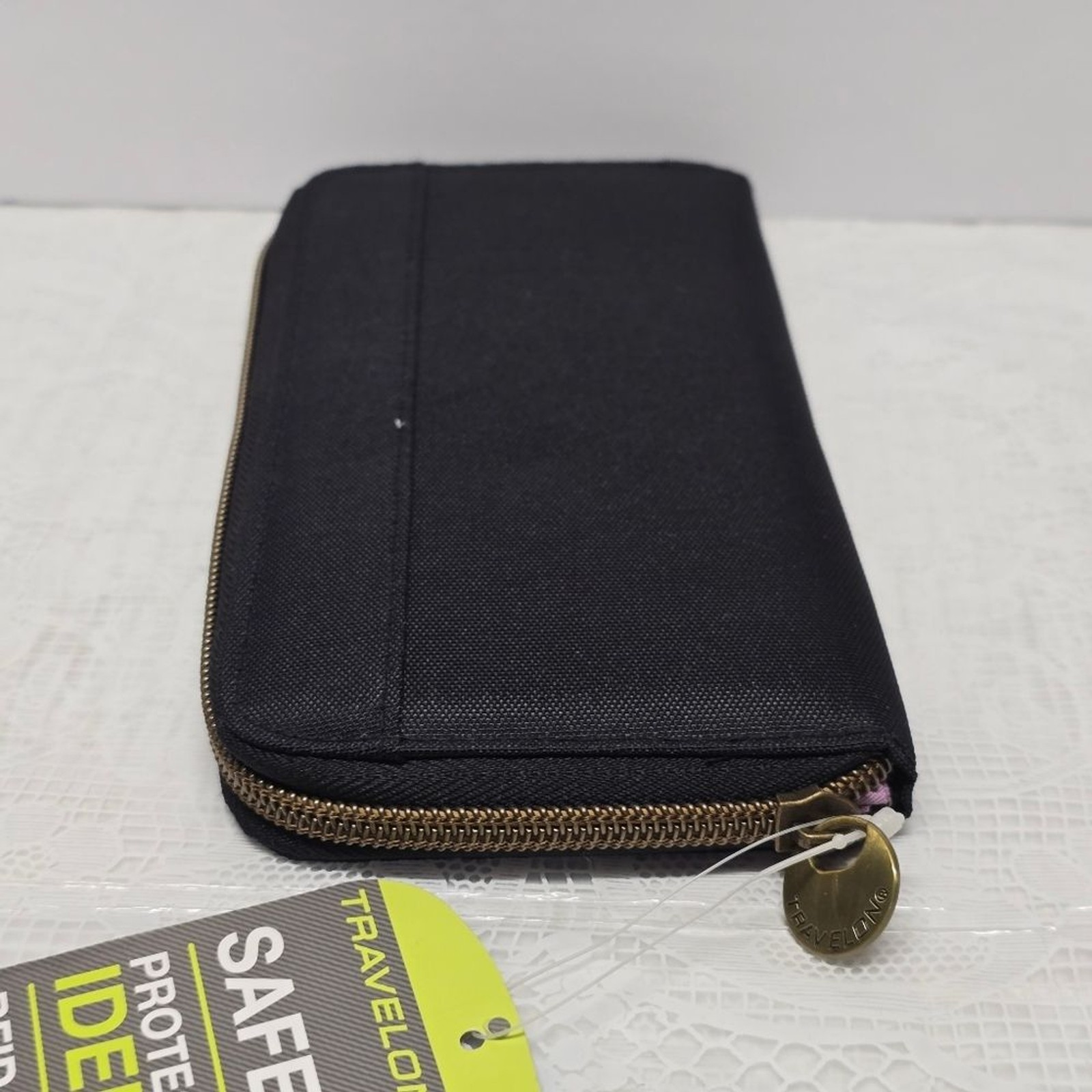 NWT Travelon Safe ID Zip Around 3 Section RFID Blocking Black Travel Wallet
