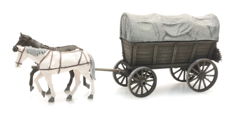 Artitec 387.285 - 1/87 / H0 Covered Wagon with Horses - Finished Model - New