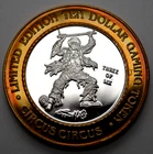 $10 999 SILVER GAMING TOKEN CIRCUS CIRCUS EMMETT KELLY JR HOTEL CASINO RENO NV