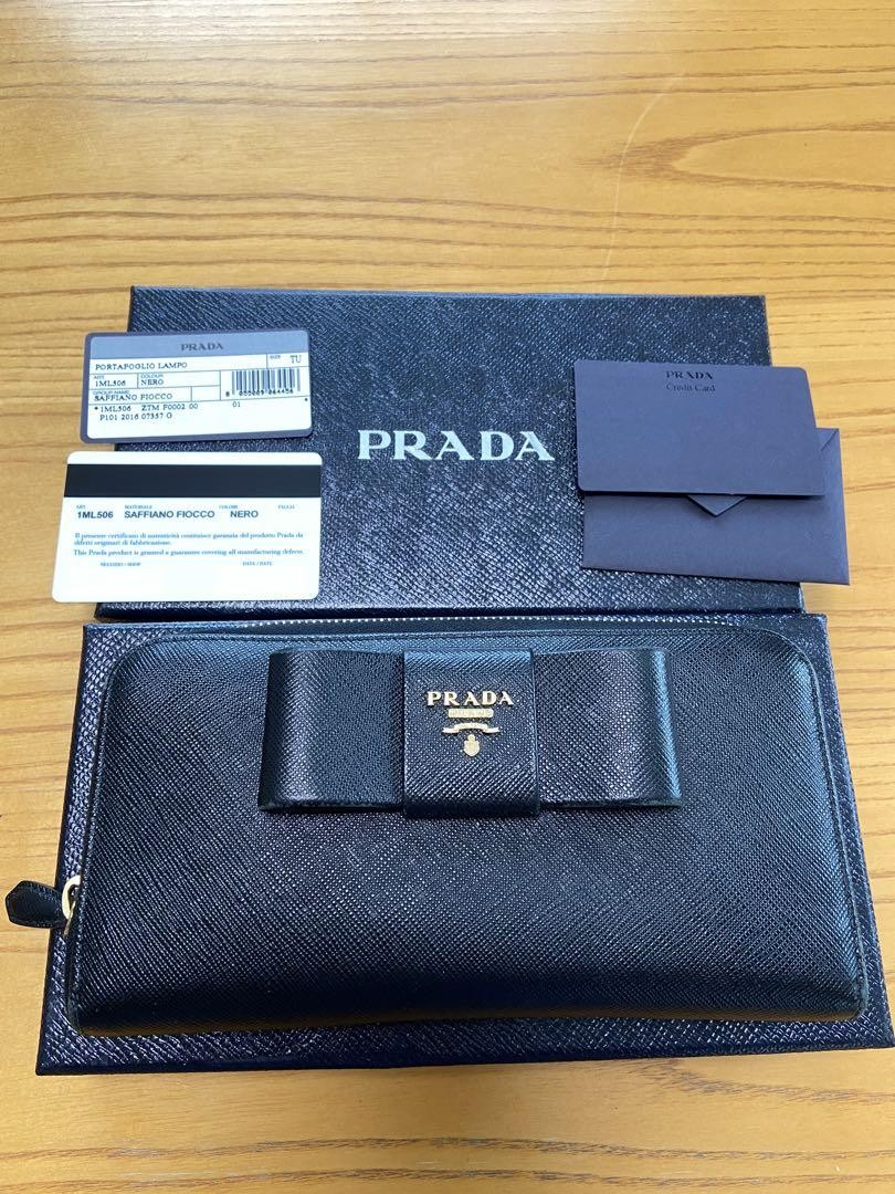 Prada Saffiano Leather Long Wallet in Classic Black