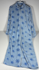 Oscar de la Renta Fleece Robe Women S Blue Snowflake Full Zip Cozy Lounge Wear