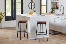 Azalea Park 2pk Round Metal Adjustable Height Barstools with Upholstered Seat