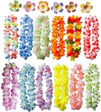 50 PCS Soft Hawaiian Leis Luau Party Decorations Tropical Favors Lei Flower Hair