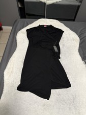 New Vince Camuto Black Wrap MIDI Dress Size LP Large Petite NWT