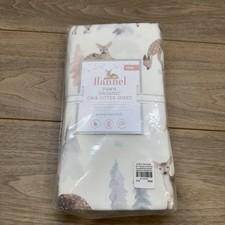 Pottery Barn Flannel Woodland Fawn Organic Crib Fitted Sheet 27.5 x52 NEW