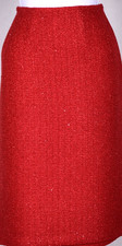 NWT ST.JOHN Women's Tweed Red Sequins Throughout Metallic Shimmer Skirt Sz 4