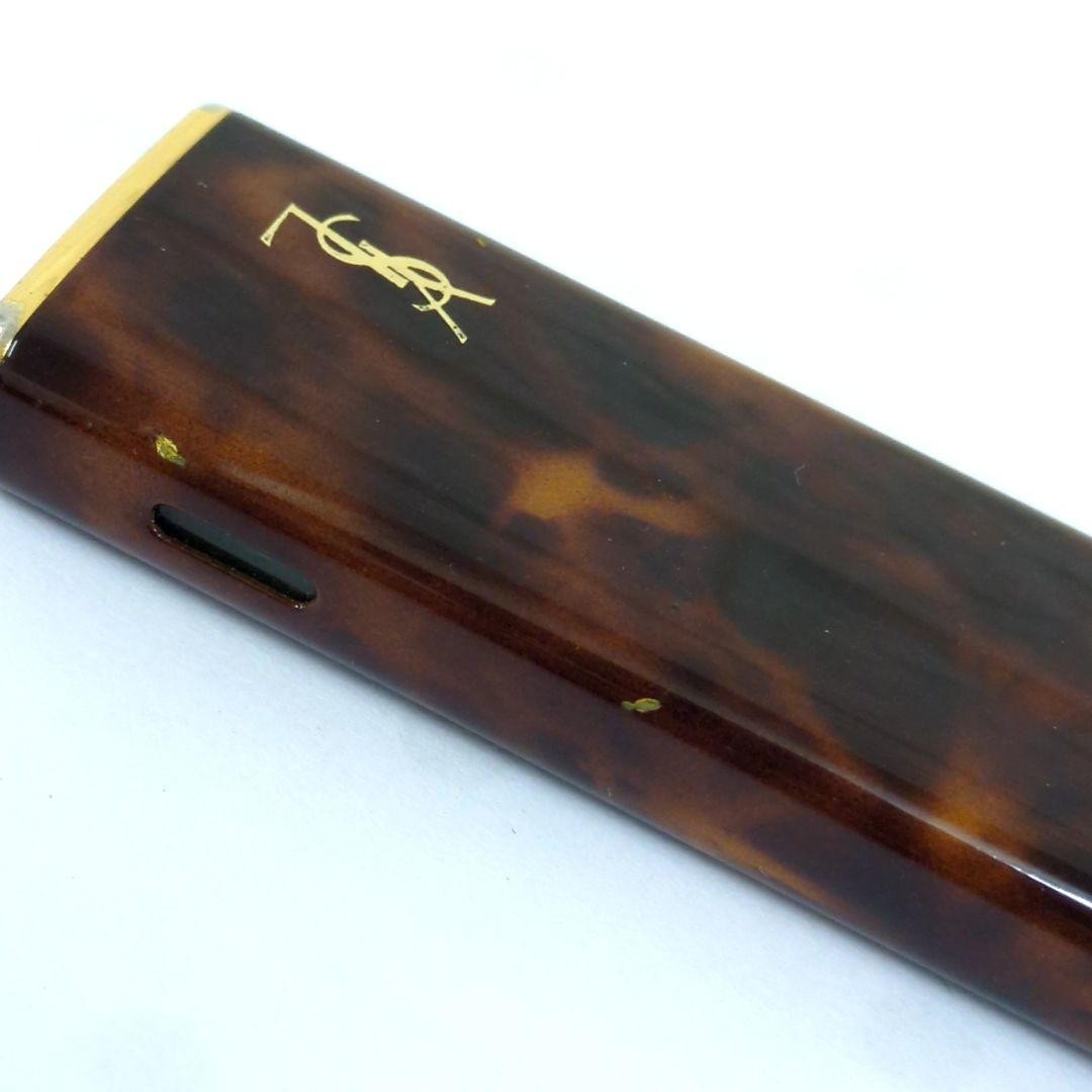 Yves Saint Laurent Gas Lighter Brown Marble Gold Used Authentic thumbnail 8