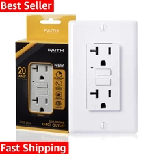 Efficient 20A GFCI Duplex Receptacle with LED & Wall Plate - Secure and Stylish