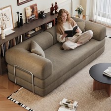 Convertible Corduroy Sofa Bed for Living Room, No Assembly Required, Camel