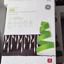 GE ConstantOn 300 High Density Icicle Lights Clear/White Wire