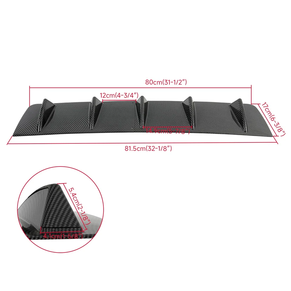 Диффузор заднего бампера 5 плавников спойлер разветвитель углерод для Chrysler 200 2011-2017 - Изображение 2 из 4