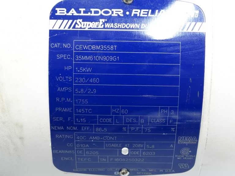 BALDOR RELIANCE CEWDBM3558T MOTOR - Image 3 of 3