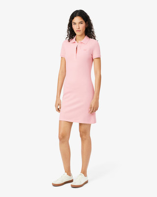 Lacoste Slim Fit Stretch Mini Piqué Polo Dress Pink S