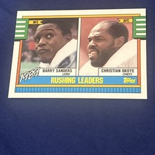 1990 TOPPS 1989 RUSHING LEADERS BARRY SANDERS/CHRISTIAN OKOYE #28