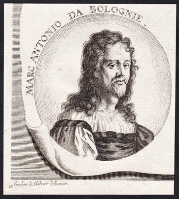 Marcantonio Raimondi Italian engraver Renaissance Portrait Kupferstich 1680