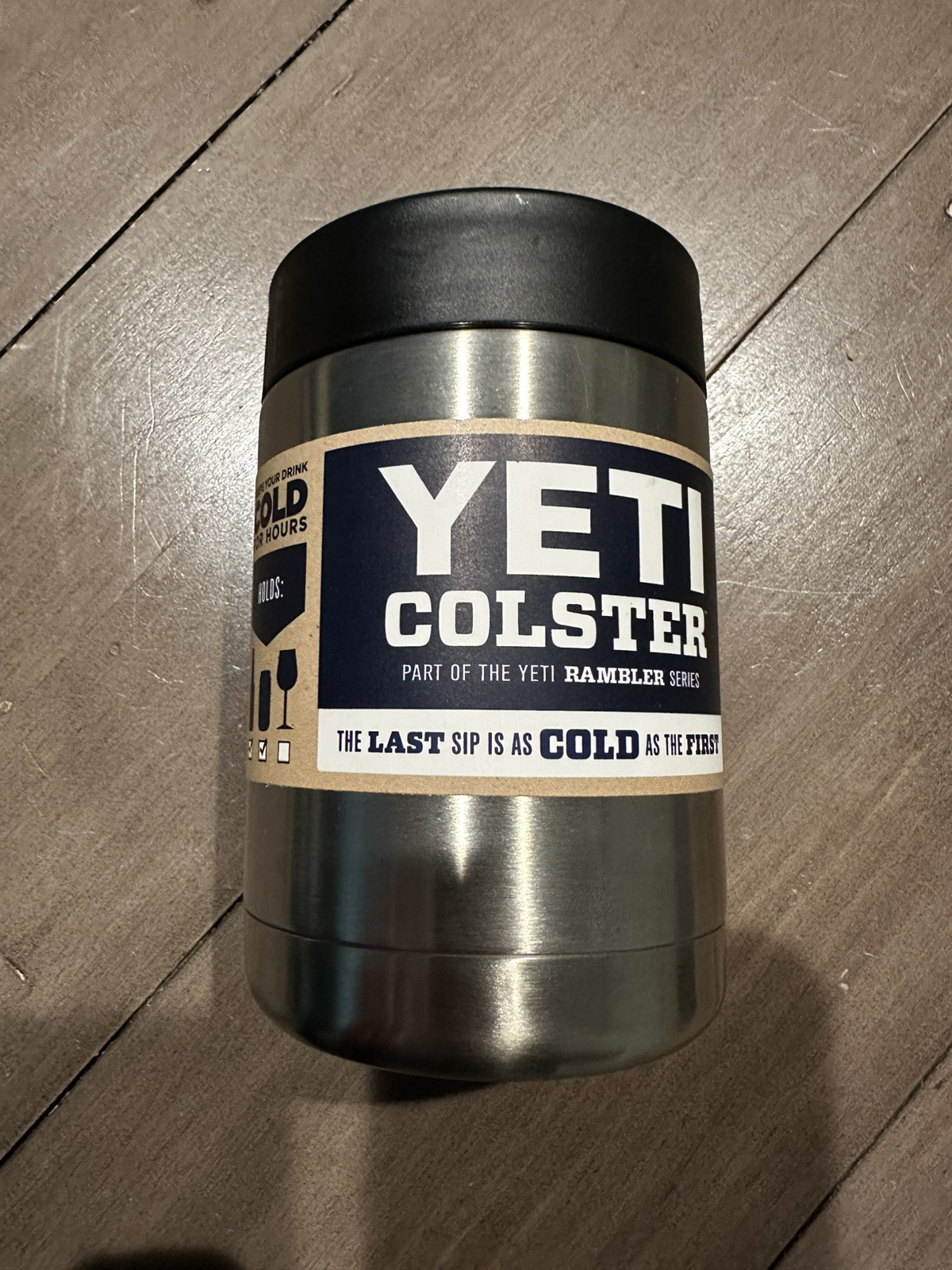 Yeti Rambler 12oz Silver Colster Stainless Steel Can Koosie Brand New