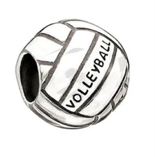 New Chamilia VOLLEYBALL Sport Sterling Silver Bead 2010-3033 Retired! "Spike It"
