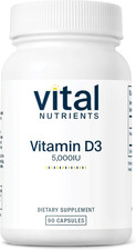 Vital Nutrients Vitamin D3 5000 IU Bone Immune Support 90 Capsules