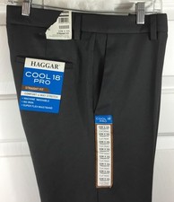 Haggar Dress Pants Mens 32x32 Cool 18 Pro Gray Straight Fit Stretch