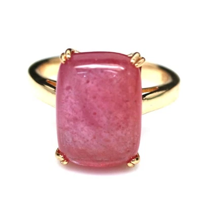 925 Sterlingsilber 18K Vergoldet 10 x 14 Mm. Pink Rubin Ringgröße 6 - Bild 1 von 4